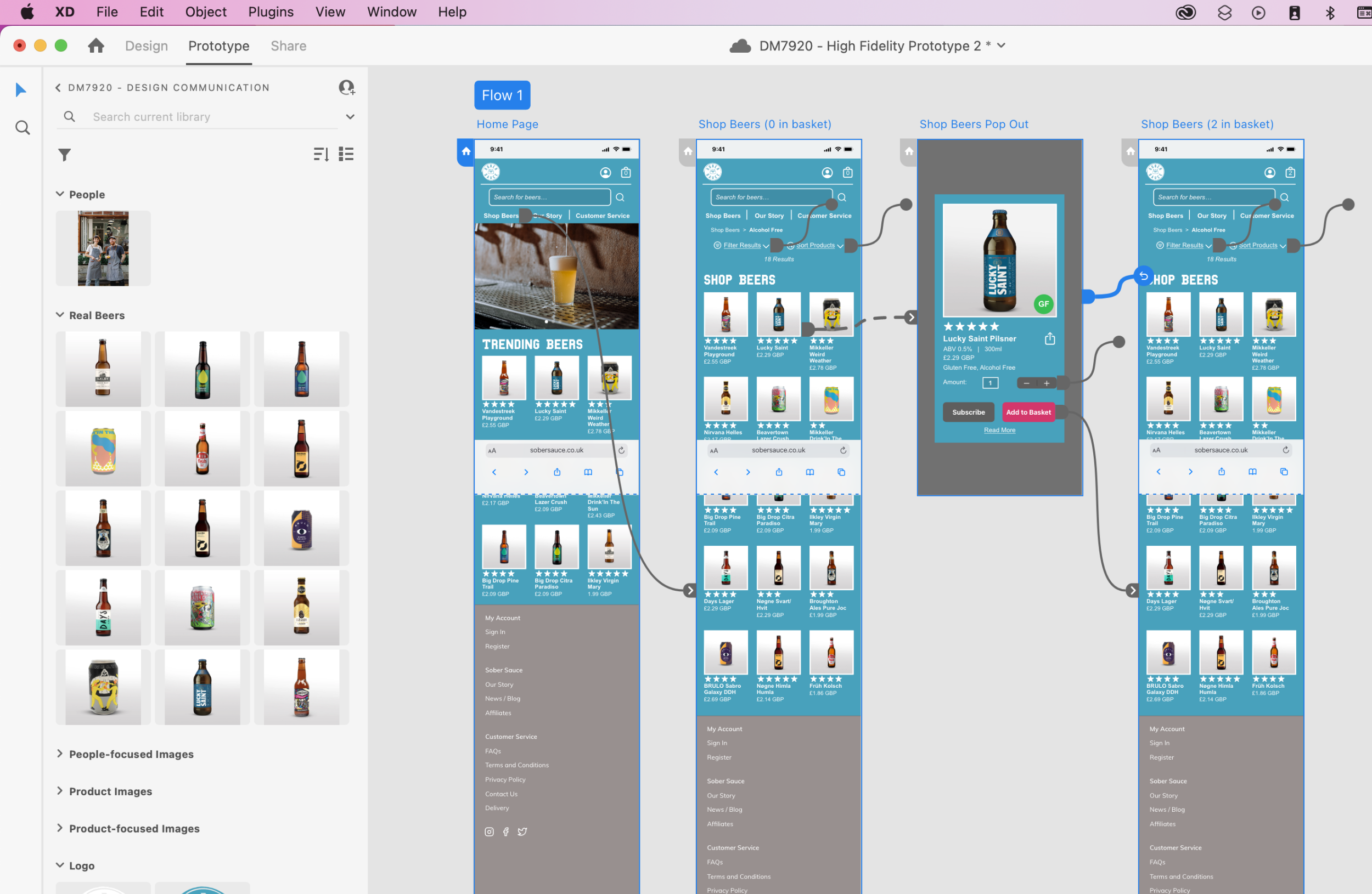 A screenshot of the Sober Sauce redesign in Adobe XD